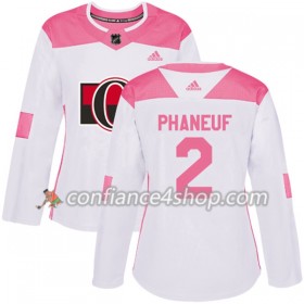 Adidas Maillot de Hockey Ottawa Senators Dion Phaneuf 2 2017-2018 Blanc Rose Fashion Authentic - Femme